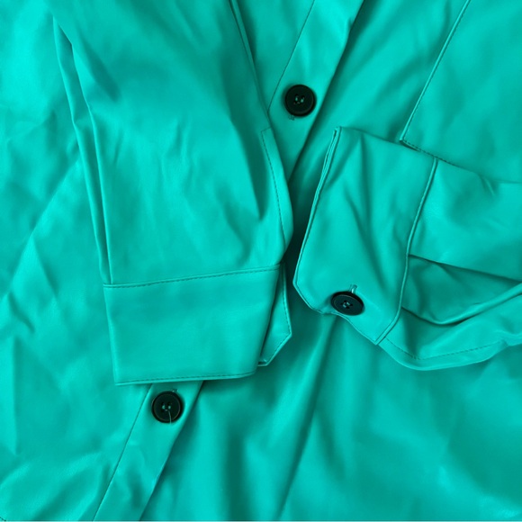 Teal Faux Leather Jacket - Picture 10 of 13